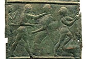 Orestes kills Clytemnestra, bronze plaque