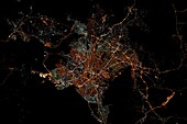 Athens, Greece at night, satellite image