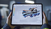 Engineer using a digital tablet
