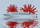 Coronavirus outbreak on cruise ship, conceptual illustration