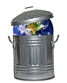 Planet Earth in a dustbin, composite image