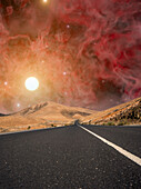 Asphalt road with sky on the horizon