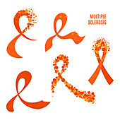 Multiple sclerosis awareness ribbons, conceptual illustration