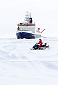 Research icebreaker and snowmobile