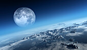 Moon from a frozen Earth, illustration