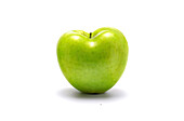Heart-shaped green apple