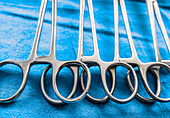 Surgical instruments on a tray