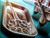 Surgical instruments on a tray