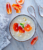 Rice pudding with blood oranges