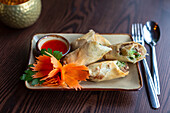 Thai spring rolls with chilli sauce