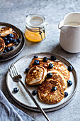 Banana pancakes with blueberries