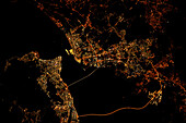 Penang, Malaysia at night, satellite image