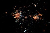 Beijing and Tianjin, China, at night, satellite image