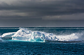 Wind blowing over the top of an iceberg