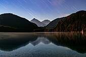 Star Trails over Lake Alpsee, Bavaria, Germany