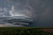 Supercell thunderstorm at sunset, Kansas, USA