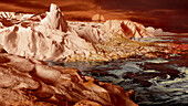 Equatorial ice mountains of Titan, illustration