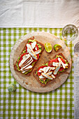 Open rye sandwich with chicken and avocado