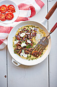 Mushroom and basil omelette