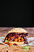 Vegan pulled soya steak burger