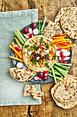 Loaded hummus with wholemeal flatbreads