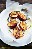 Grilled nectarines with ricotta, honey, and balsamic vinegar