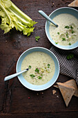 Vegan celery and coconut soup