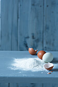 Eggs and sifted flour