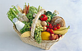 Basket of healthy foods