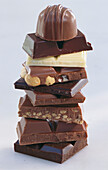 Tower of chocolate pieces