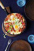 Deer stew with tomatoes and egg