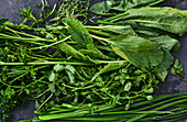 Fresh herbs for making green sauce