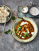 Vegan aubergine curry with rice