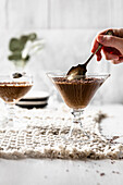 Chocolate pudding in a dessert glass