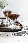 Chocolate pudding in a dessert glass