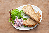 Sandwich with egg and coleslaw