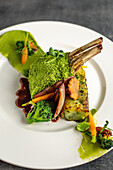 Rack of lamb with herb crust and bubble and squeak