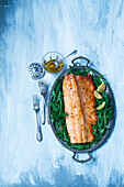 Salmon with rocket