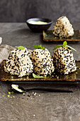Onigiri with avocado and tempeh