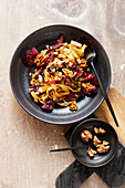 Pasta with radicchio, pears, and walnuts