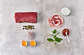 Ingredients for beef tartare