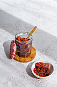 Homemade Tomato Medley Chutney with Chilies and Pomegranate Molasses
