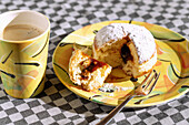 Jelly doughnuts with coffee