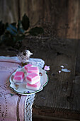Homemade pink peppermint confectionery
