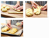 A bread plait being made