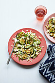 Griddled courgette, pine nut, and mozzarella salad