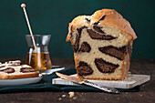 Vegan sponge cake with leopard pattern