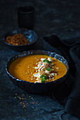 Pumpkin soup with croutons
