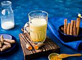 Golden milk with turmeric and cinnamon