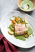 Salmon trout with herb cream